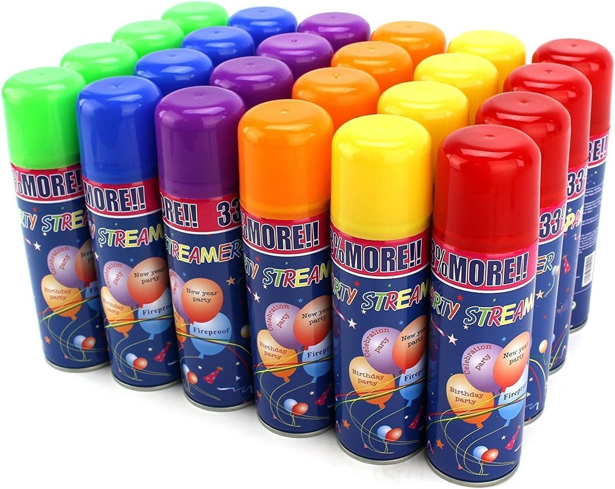 AJ Toys and Games red party string spray can for quick color bursts.