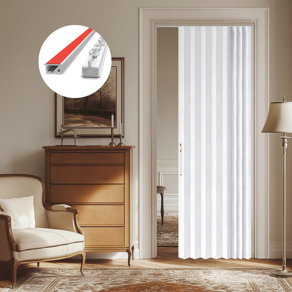 AJAZZ blackout door curtain panel in white blocks light for a restful bedroom retreat