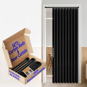 AJAZZ blackout door curtain with rods included offers quick setup and doorway privacy.