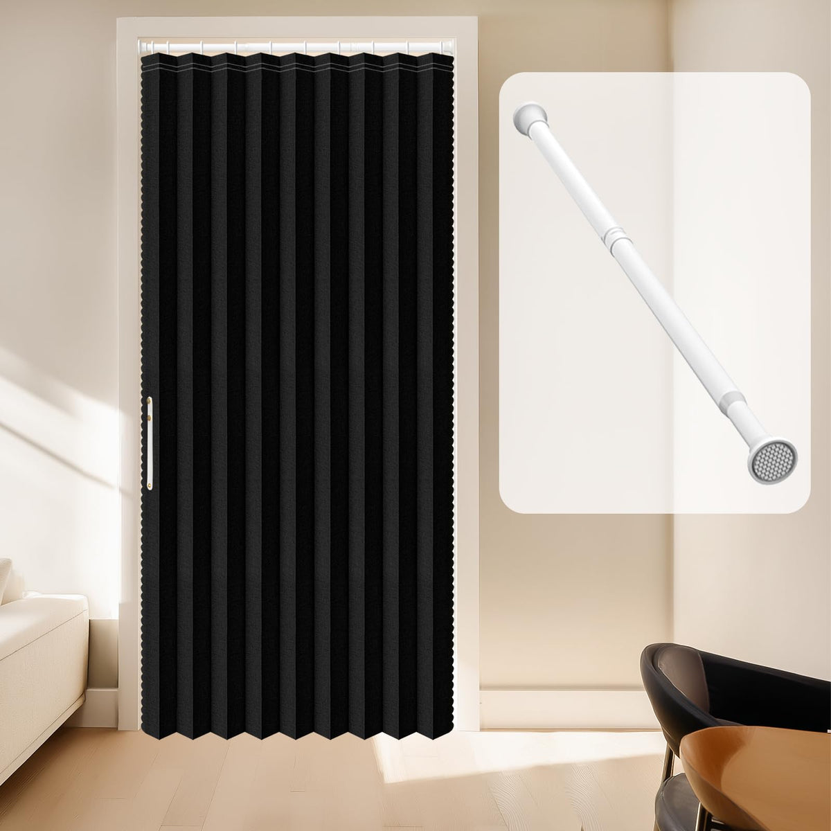 AJAZZ blackout curtain for wardrobes and study doors adds privacy.