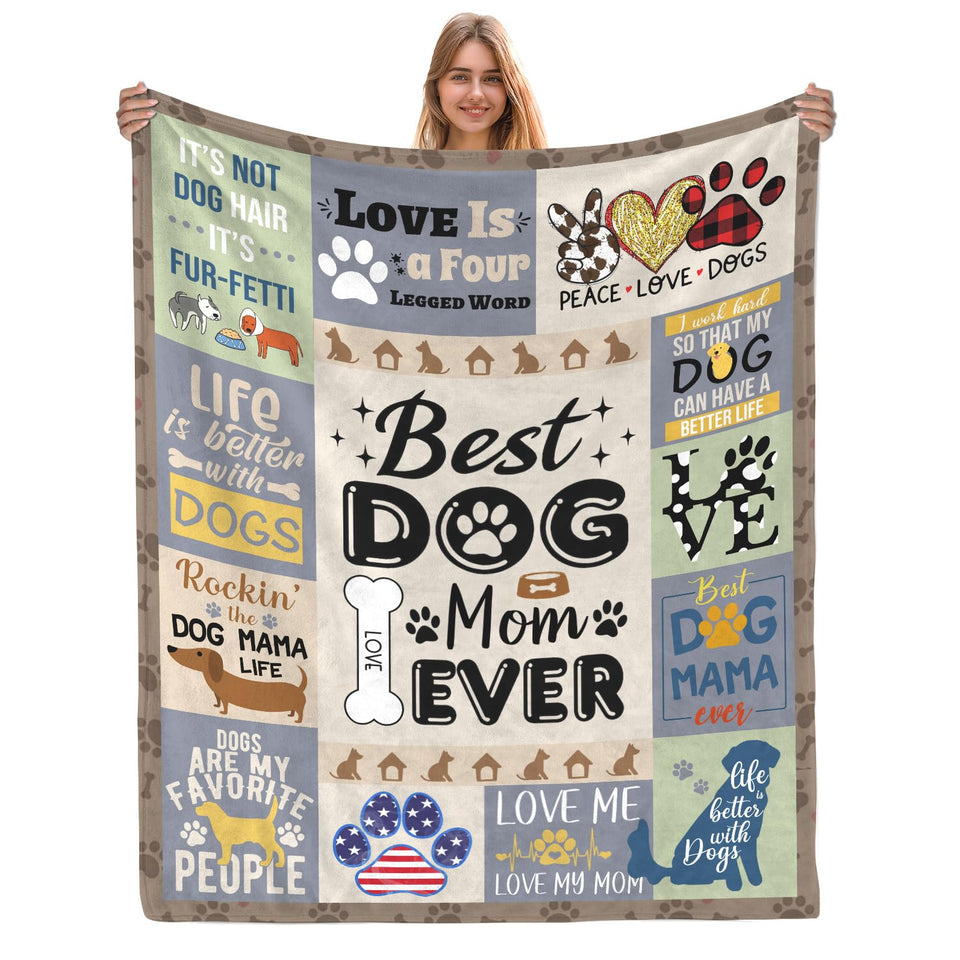 AJIIUSV dog mom throw blanket draped on sofa for cozy movie night.