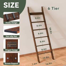 AJLS pine wood texture blanket ladder close-up showing durable, rustic craftsmanship.