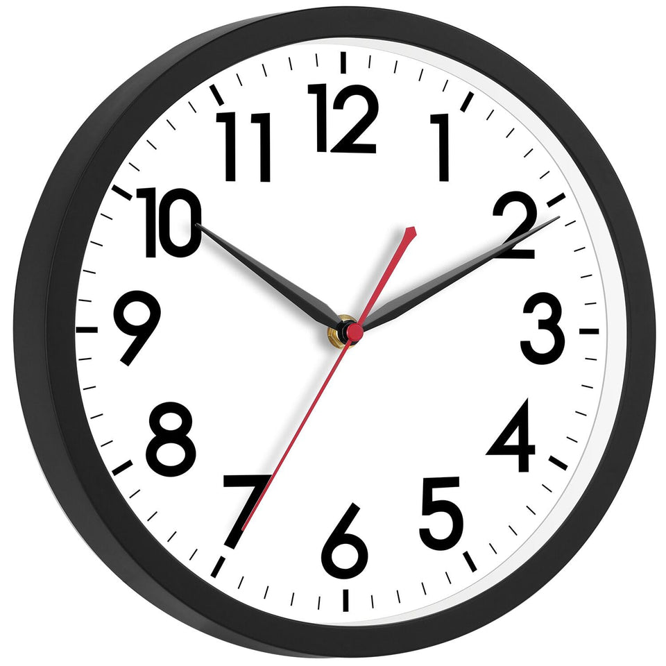 AKCISOT 12-inch wall clock front view with large numerals for easy readability.