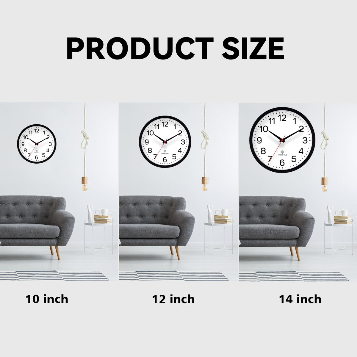AKCISOT Atomic Black Wall Clock back view highlights simple setup and wall-mount readiness
