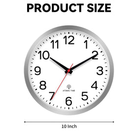 AKCISOT Atomic Silver Wall Clock in a bedroom for reliable timekeeping