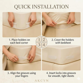 AKCYN sheet suspenders provide a wrinkle-free surface across bed sizes