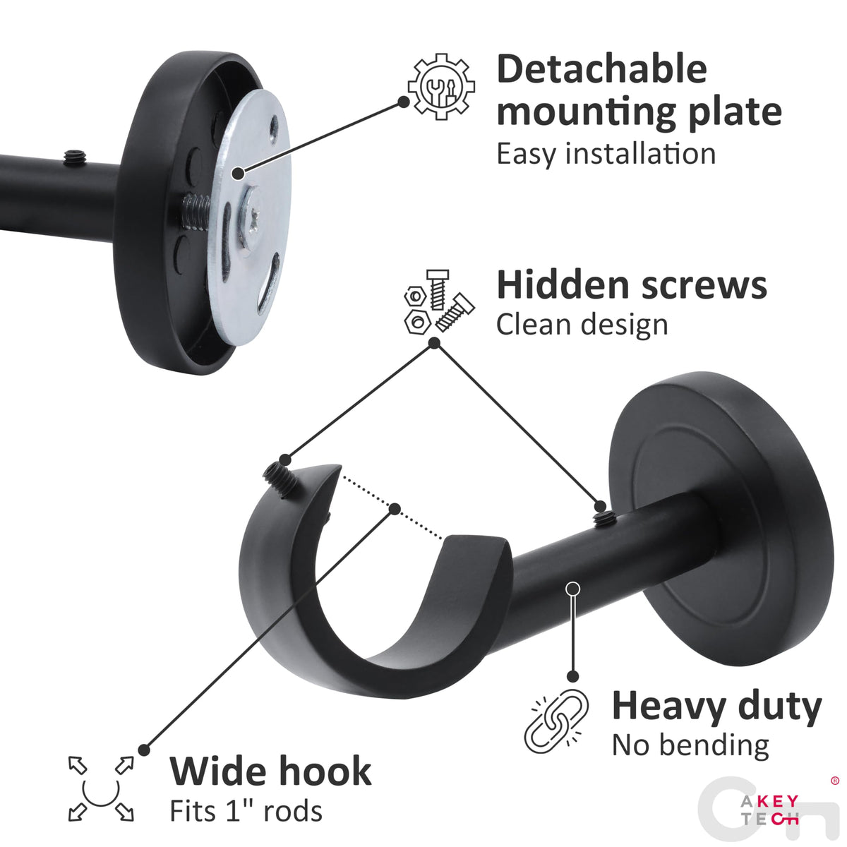 A Key Tech hidden screws keep surfaces clean and uninterrupted.