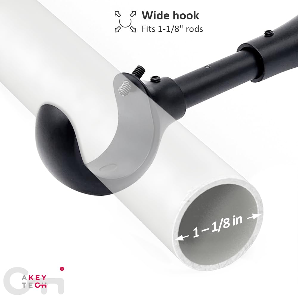 A Key Tech curtain bracket with hidden screws maintains a clean surface.