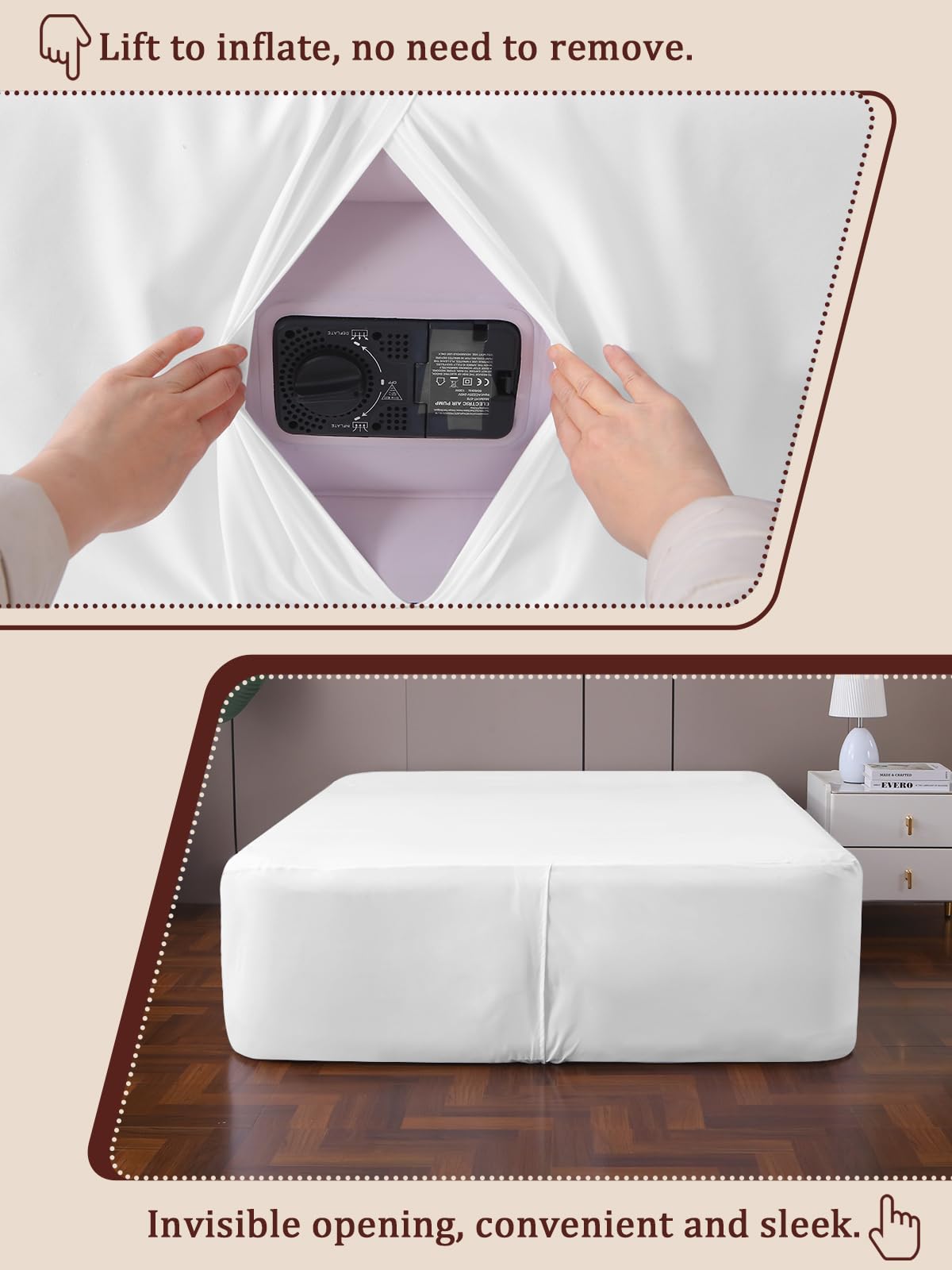 Akicia breathable fabric adds softness and reduces crinkle for a comfortable night's sleep.
