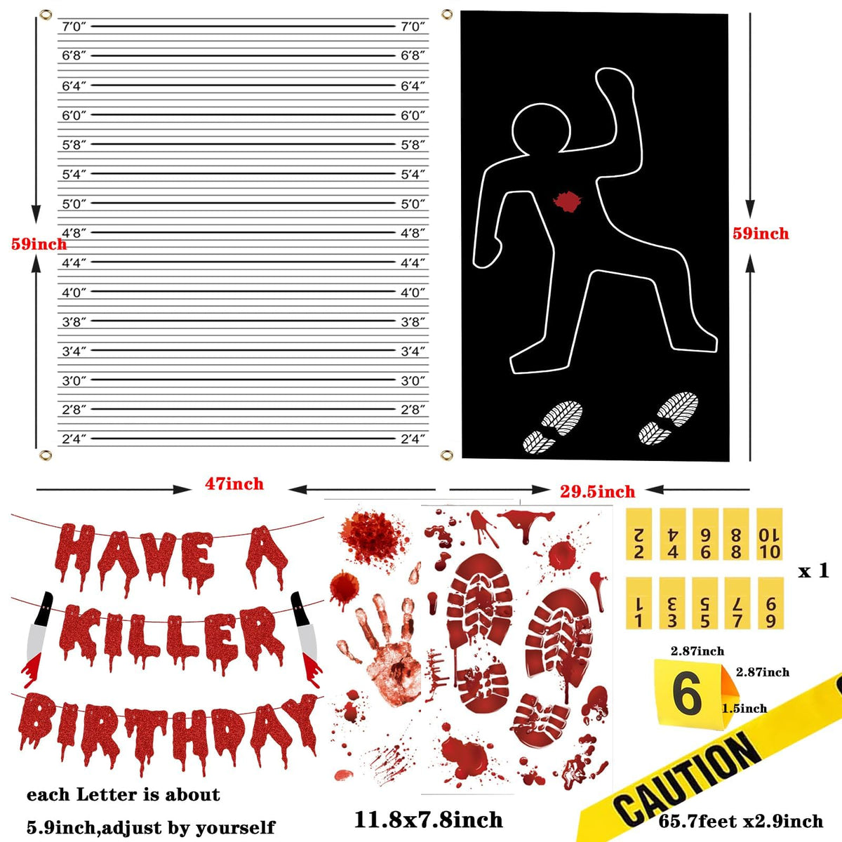 Akide caution tape defines the crime scene and guides party flow.