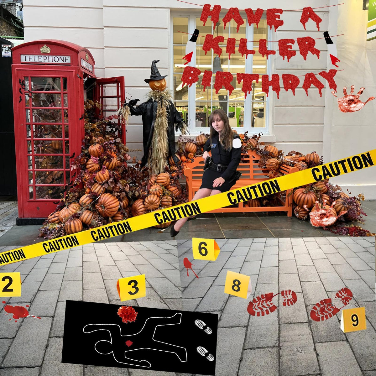 Akide mugshot backdrop creates authentic arrest vibe for murder mystery parties.