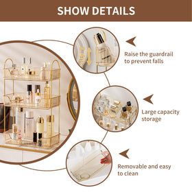 Akinbas 3-Tier Gold Organizer drawer-side angle shows raised edge protection