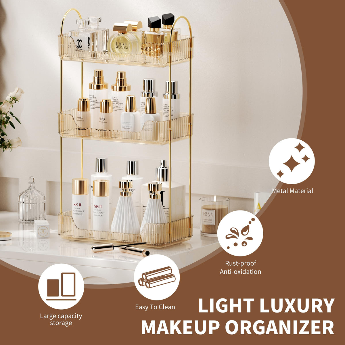 Akinbas Gold Organizer full setup demonstrates two-tier layout saving counter space