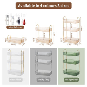 Akinbas 3-Tier Gold Organizer side view highlights sturdy golden brackets for durable use