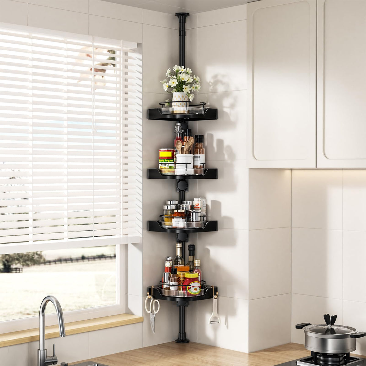 Detachable carousel aids thorough cleaning while keeping order