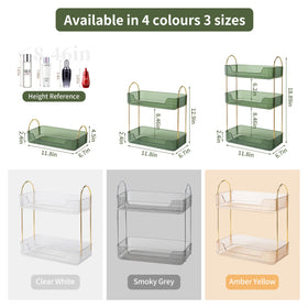 Akinbas countertop makeup tray in green keeps daily essentials within reach.