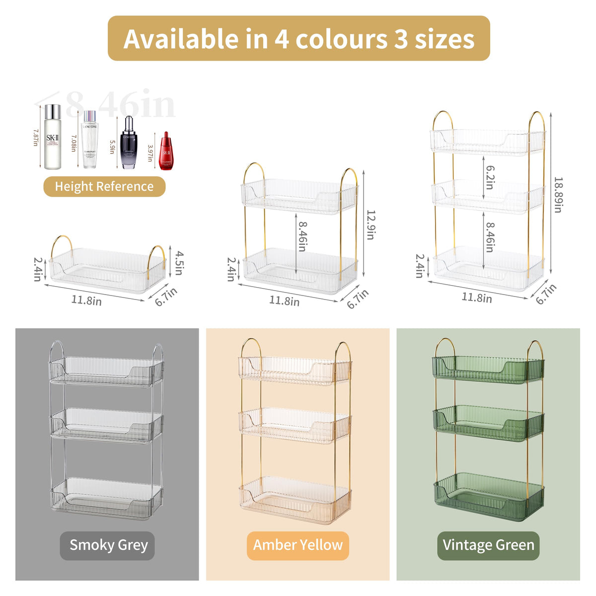 Akinbas top-tier tray displaying cosmetics and fragrances securely.