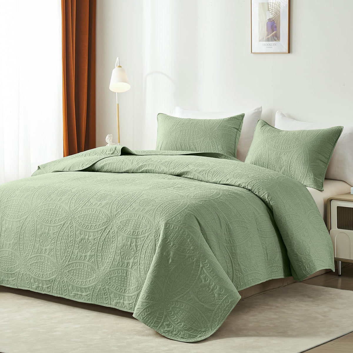 Akkialla pillow shams match the quilt for a cohesive, comfortable bed.