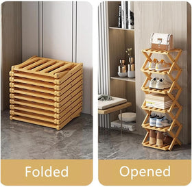 Akloya bamboo rack close-up showing natural material and rounded edges.
