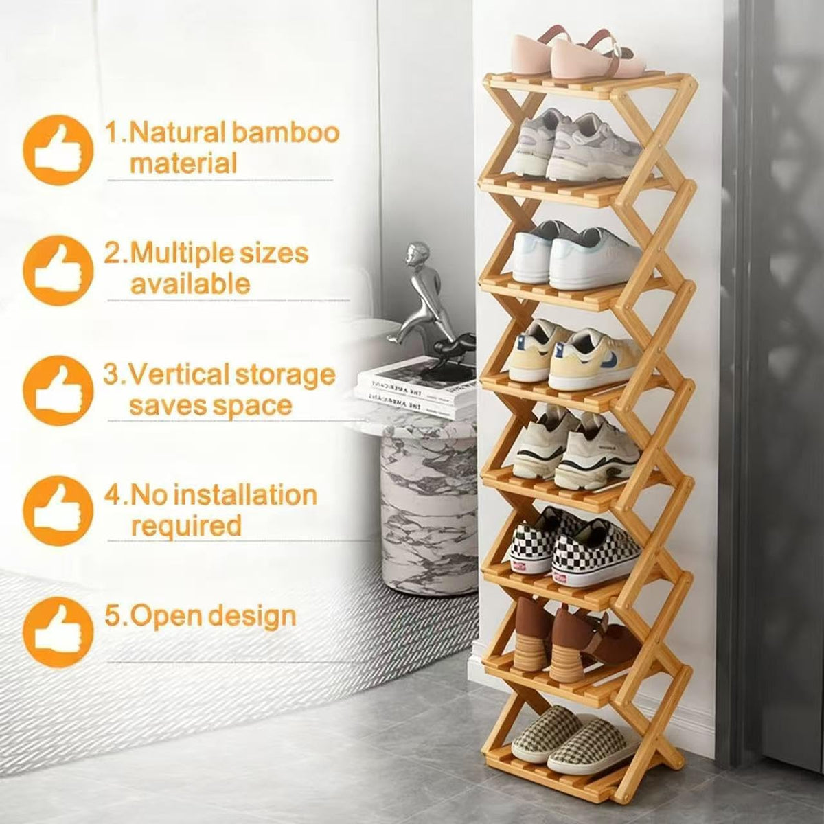 Akloya eco-friendly bamboo rack with smooth finish and easy cleaning.