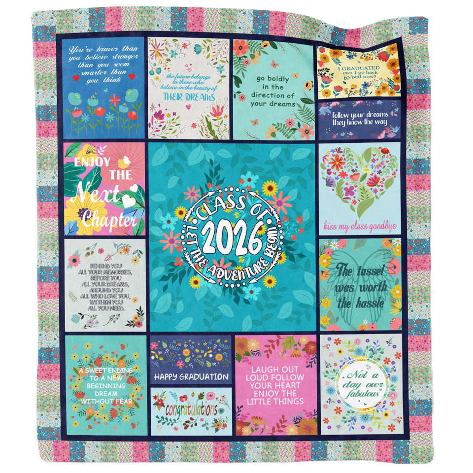 Akoigun 2026 graduation blanket front view shows vibrant colors for celebration warmth