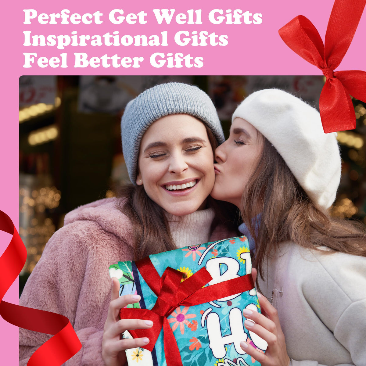 Akoigun inspirational healing blanket with encouraging words for her mood lift.