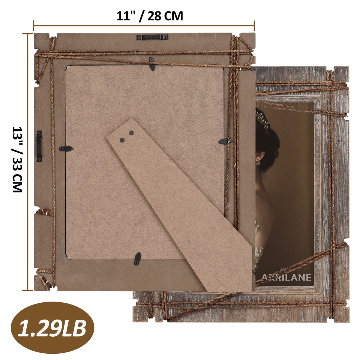 AKRILANE frame with glass front protects photos from dust.
