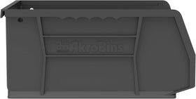 Akro-Mils AkroBins curved-bottom hopper front eases small parts retrieval.