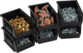 Akro-Mils AkroBins drawer-fit capability helps tuck bins into desks.