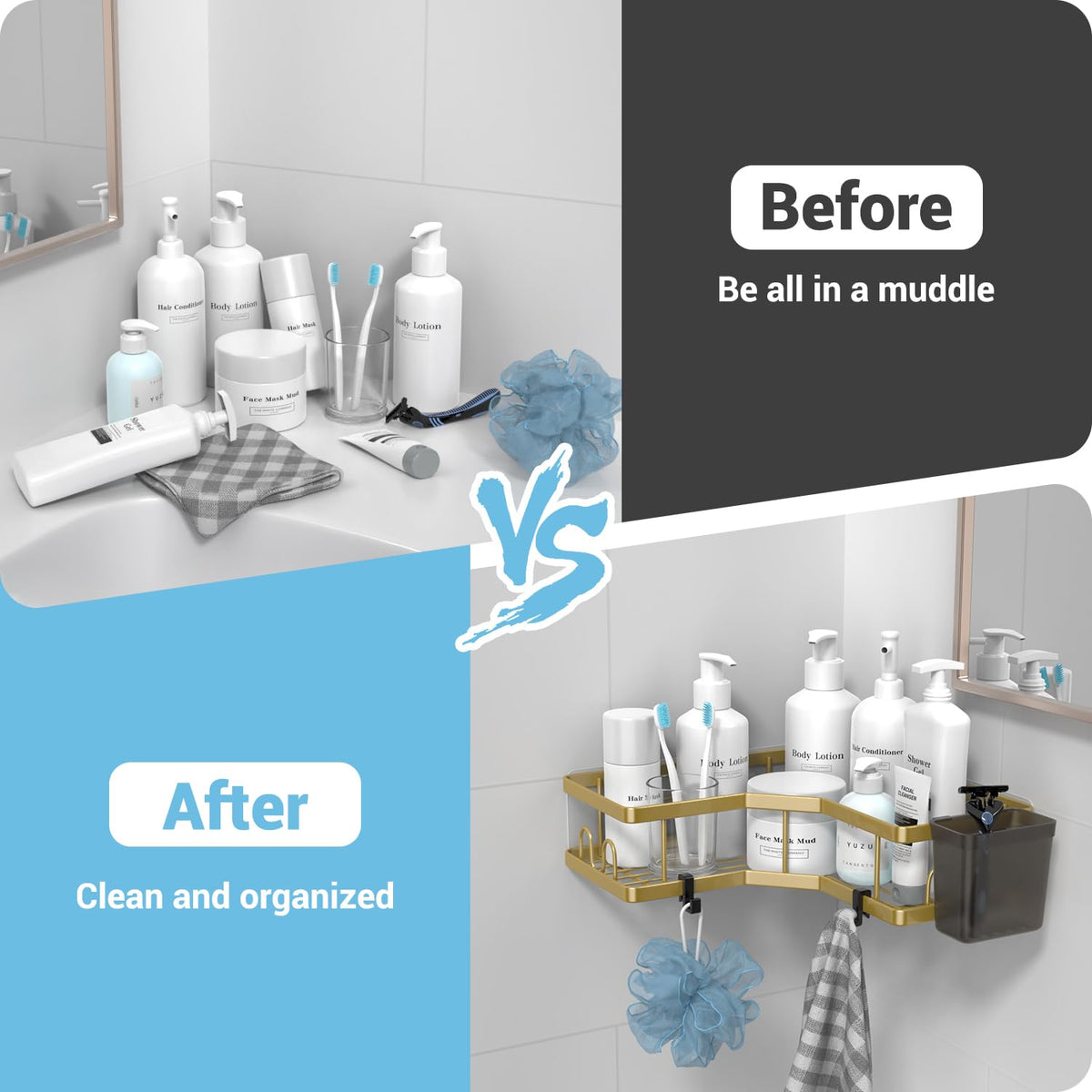 AKTECKE gold finish bathroom storage adds luxe touch and space