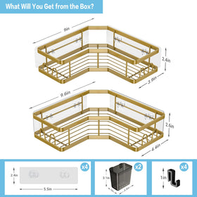AKTECKE corner shower caddy installed on tile keeps shower tidy