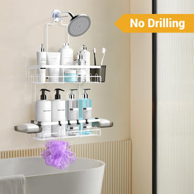 AKTECKE shower caddy fast-draining grid design drains quickly