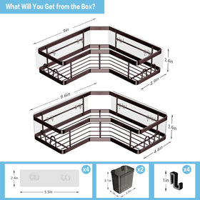 AKTECKE shower caddy with hooks and toothpaste holder for easy access.