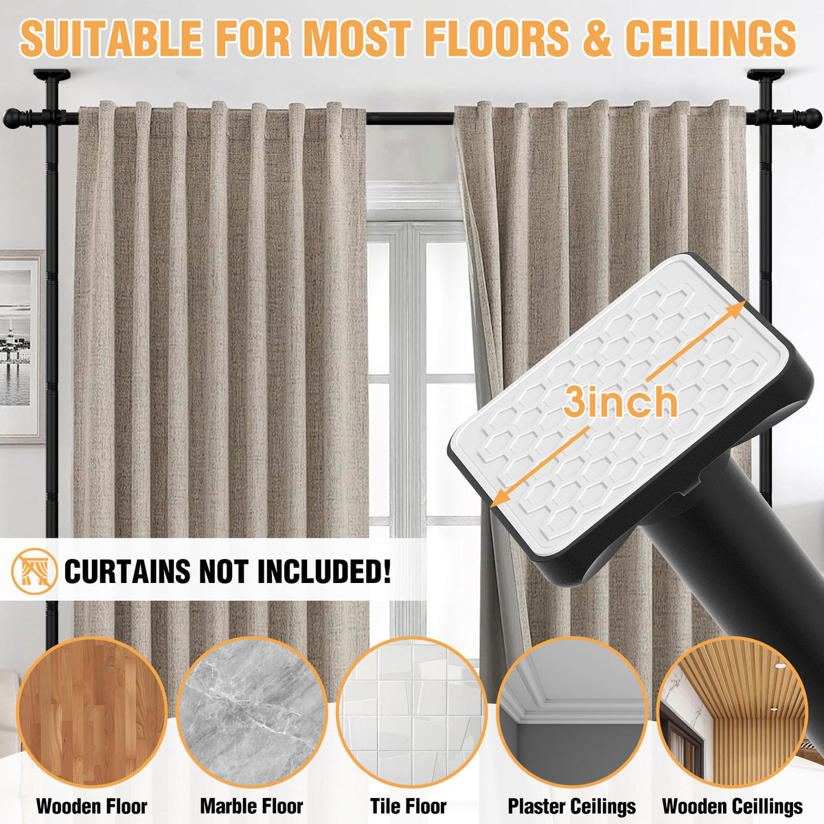 AKTOP heavy-duty unit supports up to 45 pounds for varied curtains
