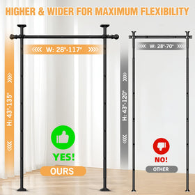 AKTOP tension-based base anchors the divider securely on floor and ceiling