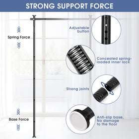AKTOP width-adjustable rod fits 30 to 147 inches wide rooms.