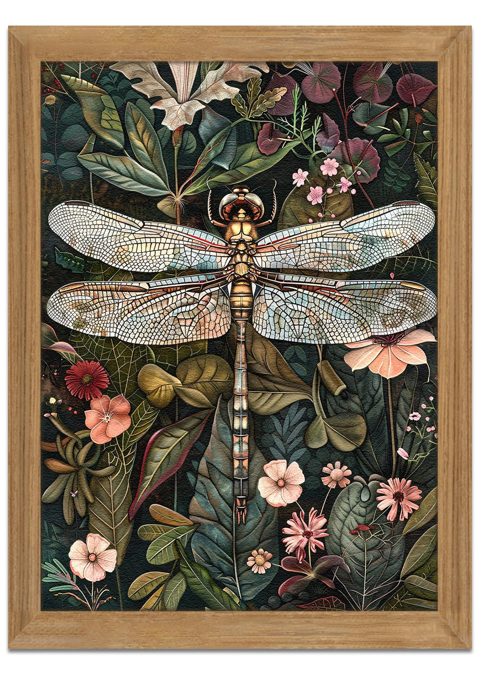 AKWISH framed vintage wall art with dragonflies and flowers adds timeless elegance.