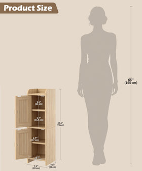 Akxomel Rattan narrow storage for toilet paper and towels in tight corners.
