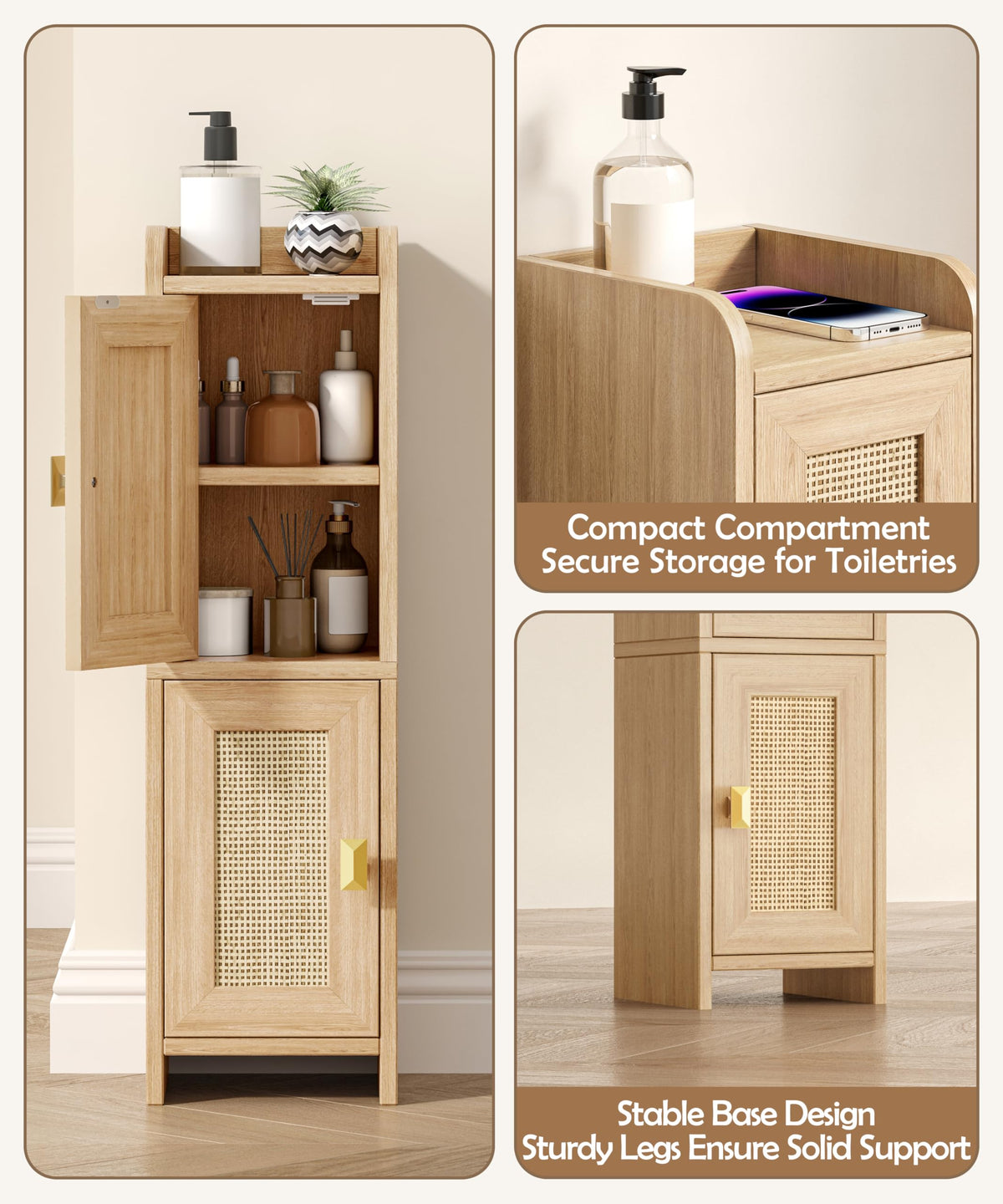 Secure door suction prevents accidental openings.