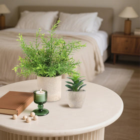 ALAGIRLS office desk display with faux plants for easy decorating
