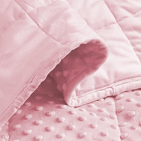 ALANSMA all-season velvet weighted blanket in pink offers year-round comfort.