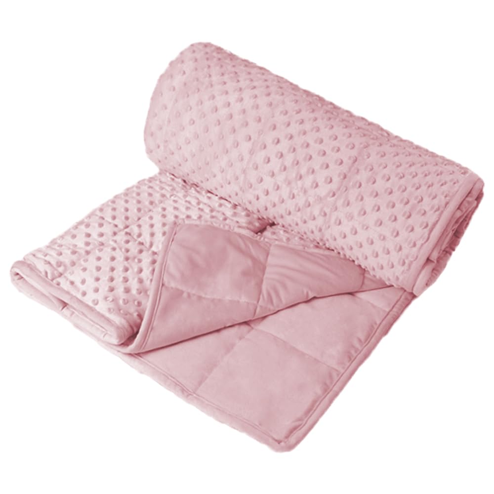 ALANSMA luxury velvet weighted blanket in pink highlights soft, inviting texture.