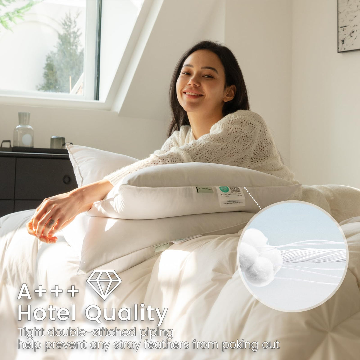Alanzimo cotton piping edge pillow for durable daily use.
