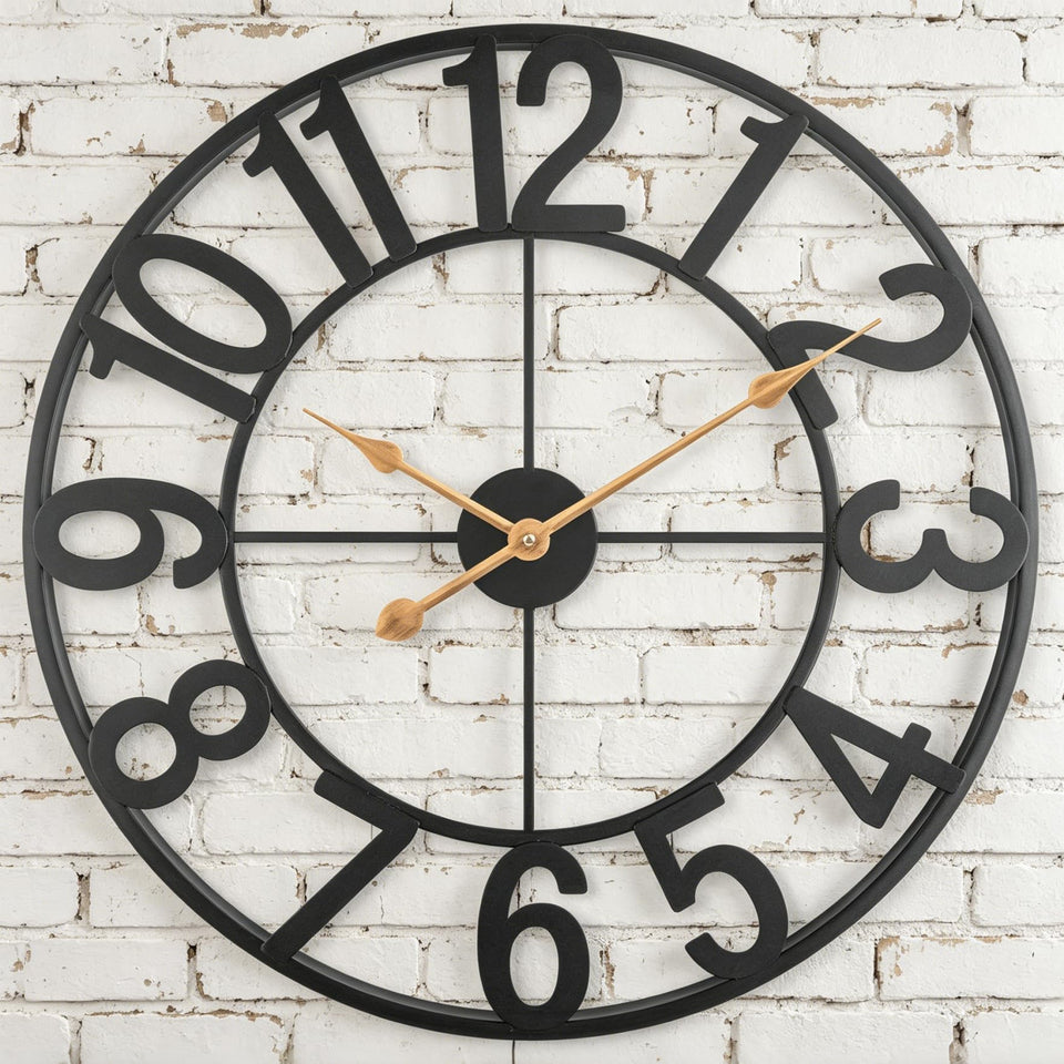 Alarmore outdoor clock 14-inch front view with bold numerals for easy outdoor reading.