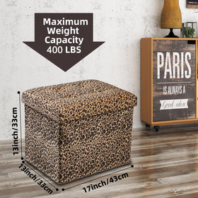 ALASDO folding ottoman with leopard print offers extra seating.