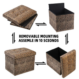 ALASDO leopard print ottoman features a durable MDF frame.