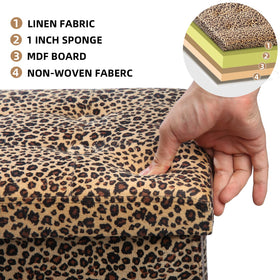 ALASDO leopard print ottoman as a comfortable footrest.