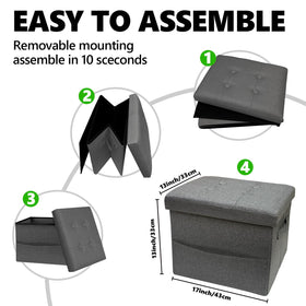 ALASDO storage ottoman folded compact for easy stowaway under bed.