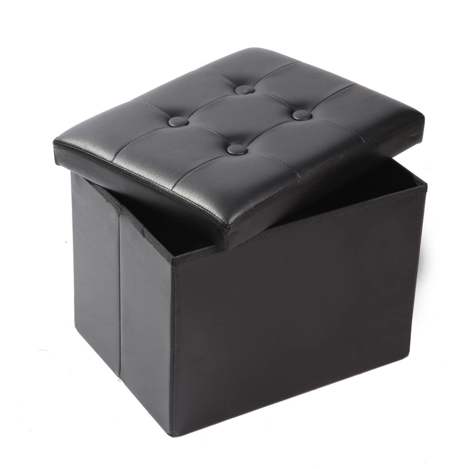 ALASDO storage ottoman with lid open showing spacious 43L interior storage.