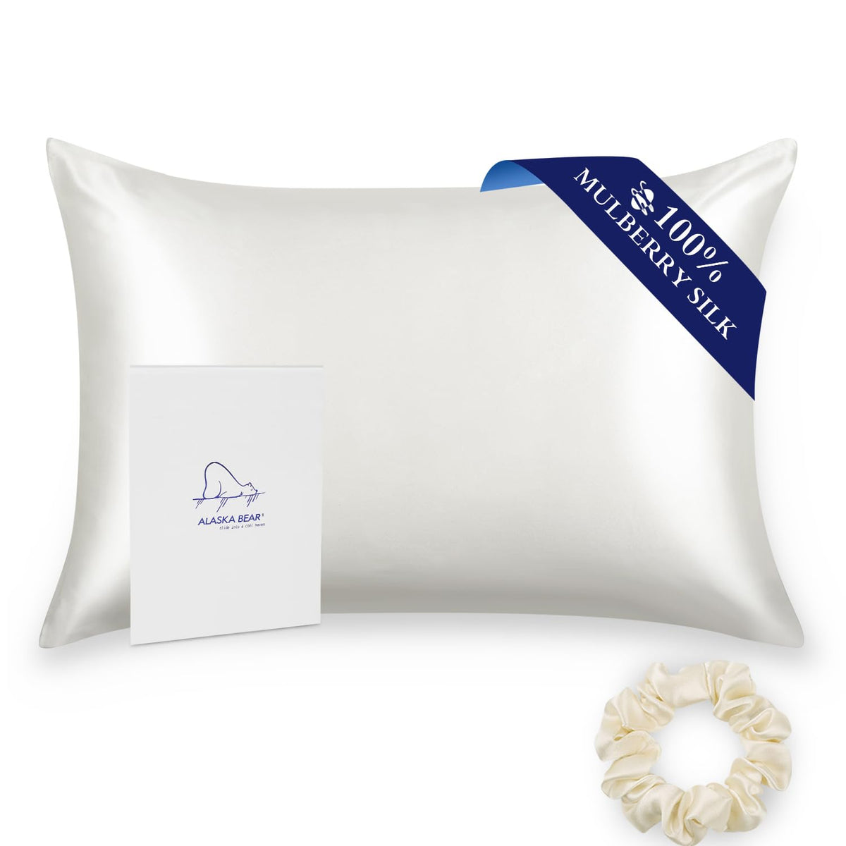 ALASKA BEAR silk pillowcase queen-20x30 provides smooth sleep surface for hair and skin.